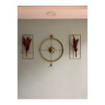 MetaQuartz Aksesuar 3'lü Versayce Elegante Set Time- (50x75cm) - Modern Dekoratif Metal Duvar Saati Gold 50 x 75