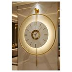 MetaQuartz Aksesuar 50 cm Çap - Timelles Kadran - (3 Pil Dahil) Ultra Sessiz Quartz Mekanizmalı Metal Ledli Duvar Saati gold 50 x 75