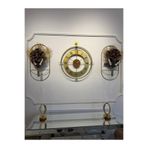 MetaQuartz Aksesuar 5’li Romera Classic Exclusive Elegante Set, Modern Dekoratif Metal 3'lü Duvar Saati 3lüGold 50 x 76