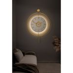 MetaQuartz Aksesuar 7-24H - Büyük Boy -Timelless Kristal (Pilli) (Quartz ), Metal Duvar Saati - 50 x 75 cm - Gold