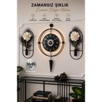 MetaQuartz Aksesuar Blackberry Lavinya-Kablosuz Pilli LED (Quartz Mekanizma)-(50x85)- Modern Dekoratif Metal Duvar Saati