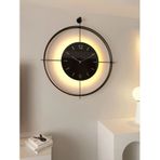 MetaQuartz Aksesuar (Büyük Boy-50*65 cm)Siyah Laviento - Siyah Göbek - Pilli Led - Modern Saat