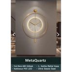 MetaQuartz Aksesuar (Büyük Boy-50*75 cm) İskandinav Kristal Ledli Pilli Duvar Saati Gold