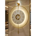 MetaQuartz Aksesuar Büyük Boy (50X75 cm ) - Gold Çember Kadran Göbek (Özel Quartz Mekanizmalı)(Pilli LED ) Metal Dekoratif Duvar Saati - 50 x 75 cm
