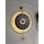 Metaquartz Aksesuar Büyük Boy 50x75cm Quartz Mekanizma Ispanyol Orbit Time , Metal Ahşap Duvar Saati Gold,