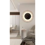 MetaQuartz Aksesuar Büyük Boy (55 * 55 CM) Gold Deluxe Ledli(PİLLİ) - Siyah Göbek - Modern Dekoratif Metal Duvar Saati Goldsiyah75 55 x 55
