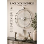 MetaQuartz Aksesuar Büyük Boy -Gümüş - Laclock Konikli - Şeffaf Tamperli Cam - Kırılmaz Metal Duvar Saati