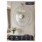 MetaQuartz Aksesuar Büyük Boy Gümüş Luxry Şeffaf Camlı ,modern Dekoratif Metal Duvar Saati (FIRIN BOYA)
