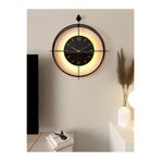 MetaQuartz Aksesuar Büyük Boy Laviento Siyah (SİYAH CAM) Modern Dekoratif Metal Cam Ayna Duvar Saati LavientoSiyahSiyah 50 x 60