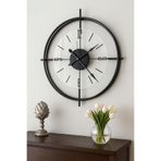 MetaQuartz Aksesuar Büyük Boy Siyah Deluxe Şeffaf Cam Iskandinav (ÇİFTÇEMBER CAMLI) modern Dekoratif Camlı Duvar Saati Siyah 55 x 55