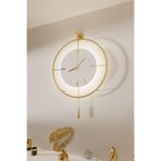 MetaQuartz Aksesuar (BÜYÜK BOY) T Kristal- (QUARTZ MEKANİZMALI)-(abs Nano Göbek)-pilli Led - Metal Duvar Saati ALTIN 50 x 75