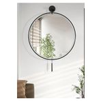 MetaQuartz Aksesuar (büyükboy 60 X 80 Cm ) Massive Duvar Ayna, Sarkaçlı Metal Ayna, Siyah