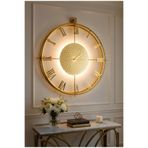 MetaQuartz Aksesuar Chakra ROMA (GOLD) - Full Çelik - Roma Rakamlı - (Pilli Led) - Modern Duvar Saati