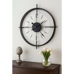 MetaQuartz Aksesuar Deluxe Şeffaf Cam İskandinav Çiftçember Camlı Duvar Saati Siyah 55 x 55 CM