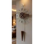 MetaQuartz Aksesuar EKRU Gravity Ceviz - (KIRILMAZ TAMPER CAM) - Büyük Boy (33x85cm) - Metal (MOBİLYA) Duvar Saati GOLD 33 x 80