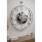 MetaQuartz Aksesuar Full GÜMÜŞ Dönence - Çarklar Dönmektedir - Metal Çarklı Duvar Saati Gümüş 60 x 70