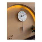 MetaQuartz Aksesuar Galileo LED'li - GÜMÜŞ - 12-24h - (34 * 85 cm), Ledli Duvar Saati Gümüş 38 x 79