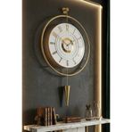 MetaQuartz Aksesuar GOLD-Beyaz - Masippi Kristal 12-24h - (PİLLİ LED) -Metal Ledli Duvar Saati GoldKristalSeri 50 x 90