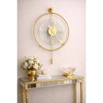 MetaQuartz Aksesuar Gold Luxry - Kırılmaz Tamper Cam - Metal Çember, Modern Dekoratif Metal Duvar Saati Gold 50 x 75