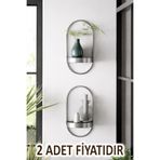 MetaQuartz Aksesuar Gümüş 2 adet YENİ Dekor Duvar Rafı - Modern Dekoratif METAL - Chakra Dizayn Duvar Rafı