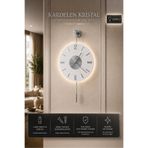 MetaQuartz Aksesuar Gümüş Kardelen - Pilli Ledli - Modern Dekoratif Metal Duvar Saati
