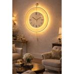MetaQuartz Aksesuar Krem Timelles -Exclusive- Quartz Teknoloji - Pilli Led Sistemi - Metal Duvar Saati
