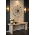 MetaQuartz Aksesuar Masif - Luxry (Quartz Mekanizmalı - Güvenli Kırılmaz Cam)-Modern Dekoratif Metal Camlı Duvar Saati Gold 50 x 75
