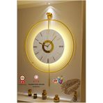 MetaQuartz Aksesuar Metal Çember - Kadran Kristal (Özel Seri- Quartz Mekanizmalı) Pilli Ledli Metal Duvar Saati gold 50 x 75
