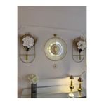 MetaQuartz Aksesuar Premium Gold - Çark Pırlanta - Kırılmaz Camlı - Modern Dekoratif Metal Duvar Saati gold 37 x 55