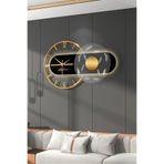 MetaQuartz Aksesuar Renessa Exclusive (Quartz Mekanizmalı) Özel Seri Dekoratif Metal Ahşap Duvar Saati GoldSiyah 40 x 70
