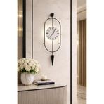 MetaQuartz Aksesuar Siyah Ledli Serenity Pendulum Duvar Saati, Modern Dekoratif Metal Camlı Duvar Saati Siyah 30 x 90