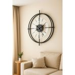 MetaQuartz Aksesuar (xxl 65 * 65) Siyah Deluxe Şeffaf Cam Iskandinav Modern Dekoratif Duvar Saati siyah90 65 x 65