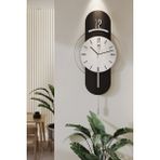 MetaQuartz AksesuarAntrasit-Gümüş Milano Time Modern Dekoratif Metal Camlı Duvar Saati - 40 x 82 cm