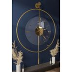 MetaQuartz Aksesuar(Büyük Boy - 50*75 cm) Gold Luxry Şefaf Cam Quartz Mekanizmalı Metal Dekoratif Camlı Lüx Duvar Saati - 50 x 75 cm