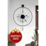 MetaQuartz Aksesuar(Büyük Boy-50*75 cm)Mat Siyah Luxry Şefaf Göbek (Özel Quartrz Mekanizmalı)Metal Dekoratif Camlı Lüx Duvar Saati - 50 x 75 cm - Koyu Siyah