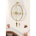 MetaQuartz Aksesuar(Büyük Boy - 50*90 cm)- Şeffaf Camlı Laclock Konik Serisi Gold - Modern Dekoratif Metal Duvar Saati - 50 x 90 cm