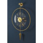 MetaQuartz Aksesuar(Büyük Boy - 50*90cm)Gold Luxry pendulum Series - Modern Dekoratif Metal Duvar Saati - 50 x 90 cm