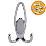 Metax Uzay Portmanto Vestiyer Duvar Askisi Metal Dolap Elbise Askiligi (Krom-Krom Kapak)