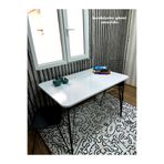 metek dekorasyon Siyah Metal Ayaklı 60x90beyaz Mutfak-balkon-çalışma Masası