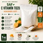 Meteksan %100 Saf C Vitamini Tozu (Askorbik Asit) | Gıda Tipi | Katkısız | 1 KG