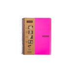 Meteksan Capricorn Neon Serisi, A4, 7 Konulu (5 Kareli, 2 Çizgili) 210 Yaprak PP Kapaklı Spiralli Defter, Pembe