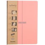 Meteksan Infinity Pastel Serisi, A4, 6 Konulu (3 Kareli, 3 Çizgili) 180 Yaprak PP Kapaklı Spiralli Defter, Pembe