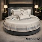 Metinev %100 Pamuk Saten 6 Parça Renk ve Ölçü Seçenekli Nevresim Takımı - Ekru - 220 x 240 cm