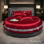 Metinev %100 Pamuk Saten 6 Parça Renk ve Ölçü Seçenekli Nevresim Takımı - Kırmızı - 220 x 240 cm