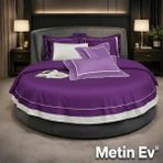Metinev %100 Pamuk Saten 6 Parça Renk ve Ölçü Seçenekli Nevresim Takımı - Mor - 200 x 200 cm
