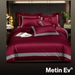 Metinev %100 Pamuk Saten 6 Parça Renk ve Ölçü Seçeneklipremium Nevresim Takımı - Bordo - 220 x 240 cm