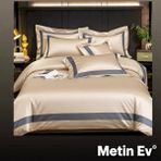 Metinev %100 Pamuk Saten 6 Parça Renk ve Ölçü Seçeneklipremium Nevresim Takımı - Ekru - 220 x 240 cm