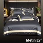 Metinev %100 Pamuk Saten 6 Parça Renk ve Ölçü Seçeneklipremium Nevresim Takımı - Gri - 220 x 240 cm