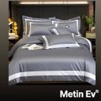 Metinev %100 Pamuk Saten 6 Parça Renk ve Ölçü Seçeneklipremium Nevresim Takımı - Gümüş - 220 x 240 cm