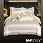 Metinev %100 Pamuk Saten 6 Parça Renk ve Ölçü Seçeneklipremium Nevresim Takımı - Krem - 220 x 240 cm